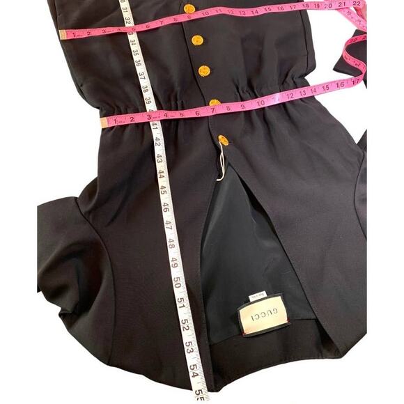 Gucci Alione V-neck Long Sleeve Button Jumpsuit Wool Silk Gold Black IT 36 US 0 - Picture 11 of 16